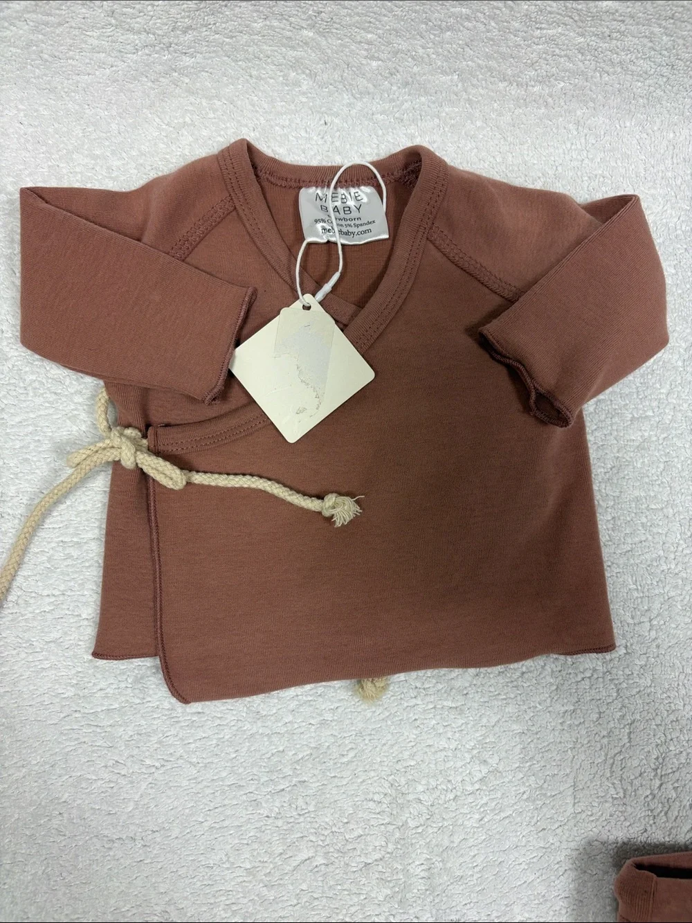 Mebie baby Organic dusted rose Baby Footie kimono Matching Set newborn